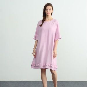 Pink linen dress